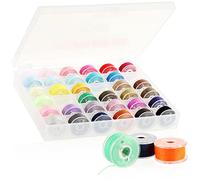 com four® Nähset mit 36 Nähmaschinenspulen in bunten Farben - Garn auf Spulen mit Aufbewahrungsbox - praktisches Nähzubehör für Nähmaschinen (36 Stück - Garn - mit Box)