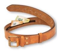 comari Premium Geldgürtel Leder Herren, Stoff-Geheimfach, Reißverschluss, Hochwertiger Gürtel für Reisen, Ledergürtel aus Handarbeit (Cognac Braun)