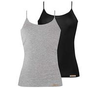 Comazo Earth 2er Sparpack Damen Trägershirt, Gr.38, grau-Melange-schwarz
