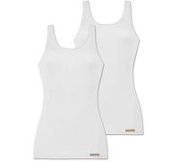 Comazo Earth 2er Sparpack Damen Unterhemd Achselträger, Gr.38, Weiss