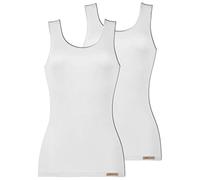Comazo Earth 2er Sparpack Damen Unterhemd Achselträger, Gr.38, Weiss
