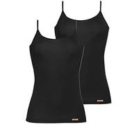 Comazo Earth 2er Sparpack Damen Unterhemd Spaghettiträger, Gr.42, schwarz