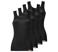 Comazo Earth 4er Sparpack Damen Unterhemd Achselträger, Gr.46, schwarz
