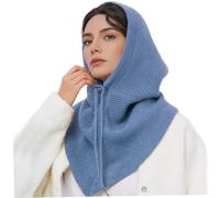 Comebachome Kapuzenschal für Damen, 2-in-1-Kapuzenschal, Wintermütze, Mützen, gestrickte Häkelmütze, Schals-Set, Blau, Dekoration des Hauses