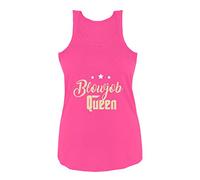 Comedy Shirts - Blowjob Queen - Damen Tank Top - Pink/Beige-Weiss Gr. XXL