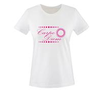 Comedy Shirts - Carpe Diem - Sonne - Damen T-Shirt - Weiss/Pink Gr. XL