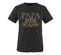 Comedy Shirts - Papa der Mann der Mythos die Legende - Herren T-Shirt - Schwarz/Gold-Weiss Gr. XL