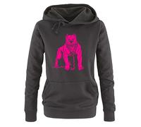 Comedy Shirts - Pitbull - Damen Hoodie - Schwarz/Pink Gr. M