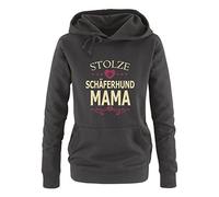 Comedy Shirts - Stolze Schäferhund Mama - Herz - Damen Hoodie - Schwarz/Beige-Fuchsia Gr. L