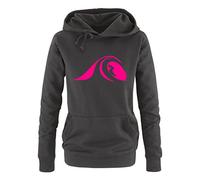 Comedy Shirts - Surfer Welle - Damen Hoodie - Schwarz/Pink Gr. M