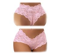 comeondear Brazilian Slip Damen Spitze Sexy Hipster Panties Große Größen Erotische Höschen Unterwäsche String Tanga Durchsichtig Low Waist Thong Reizwäsche für Sex Unterhosen Panty(2er Pack Rosa,4XL)