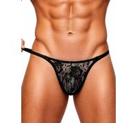 comeondear Herren G String Tanga Sexy Dünn Unterhosen Männer | T-Back Slip, Bequeme Unterwäsche, Thong mit Beutel, Große Größen, Low Rise, Sissy Dessous, Gay Underwear, Spitze/Animal Print