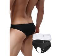 comeondear Herren String Eisseide Sexy Unterwäsche für Mann Dessous Männer Dünn Tanga Slips Große Größen Elastizität Höschen Seamless Thong Mens Underwear Reizwäsche Unterhosen Panties Schwarz+Weiß,M