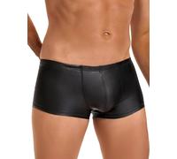 comeondear Sexy Boxershorts für Männer PU Leder Wetlook Unterhose Slip Große Größen Erotische Unterwäsche Herren mit Beutel Sissy Dessous Reizwäsche Elastisch Gay Underwear Clubwear Höschen(Schwarz,S)