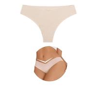comeondear Sexy String Tangas für Mollige Frauen Seamless Slips Brazilian Unterhosen Nahtlose Unterwäsche Große Größen Unsichtbare Panty Mini Thong Niedrige Taille Höschen Women Underwear Hautfarben,L