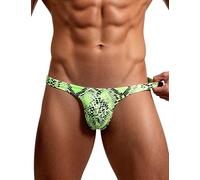 comeondear String Tanga Herren Schlangenmuster Sexy Unterwäsche für Mann Große Größen Unterhosen Slip Männertanga Low Waist Bikini Mini Thong T Back mit Pouch Mens Underwear Grün,M