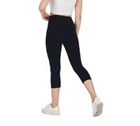 COMEOR Leggings Damen 3/4 Atmungsaktiver Baumwolle - High Waist Caprihose, Kurze Sport Leggins, Radlerhose Elastische Blickdicht Yogahose Sporthose (Schwarz, S)