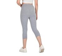 COMEOR Leggings Damen 3/4 Atmungsaktiver Baumwolle - High Waist Caprihose, Kurze Sport Leggins, Radlerhose Elastische Blickdicht Yogahose Sporthose (Hellgrau, L)