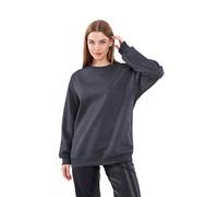 COMEOR Sweatshirt Damen Bequemer Oversize Pullover aus Baumwolle, Langarmshirt als Basic Pulli ohne Kapuze Regular Fit (Dunkelgrau M)
