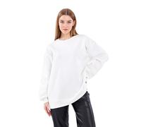 COMEOR Sweatshirt Damen Bequemer Oversize Pullover aus Baumwolle, Langarmshirt als Basic Pulli ohne Kapuze Regular Fit (Weiß M)