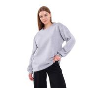 COMEOR Sweatshirt Damen Bequemer Oversize Pullover aus Baumwolle, Langarmshirt als Basic Pulli ohne Kapuze Regular Fit (Hellgrau L)