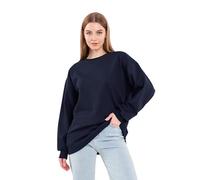 COMEOR Sweatshirt Damen Bequemer Oversize Pullover aus Baumwolle, Langarmshirt als Basic Pulli ohne Kapuze Regular Fit (Dunkelblau L)