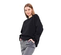 COMEOR Sweatshirt Damen Bequemer Oversize Pullover aus Baumwolle, Langarmshirt als Basic Pulli ohne Kapuze Regular Fit (Schwarz M)
