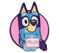 Comercial Mercera, Aufnäher Patches, Bluey, Zeichen Bluey, Rosa Farbe, Aufnäher Ideal für Mützen, Jacken, T-Shirts oder Schultaschen, 100% Polyester, 6x8 Zentimeter