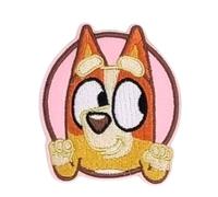 Comercial Mercera, Aufnäher Patches, Chili Heeler, Zeichen Bluey, Rosa Farbe, Aufnäher Ideal für Mützen, Jacken, T-Shirts oder Schultaschen, 100% Polyester, 5x8 Zentimeter