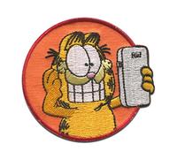 Comercial Mercera Garfield Handy Comic Katze gestickt - Aufnäher, Bügelbild, Aufbügler, Applikationen, Patches, Flicken, zum aufbügeln, Größe: 6,5 x 6,1 cm