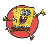 Comercial Mercera SpongeBob Schwammkopf rot gestickt - Aufnäher, Bügelbild, Aufbügler, Applikationen, Patches, Flicken, zum aufbügeln, Größe: 6,4 x 7,6 cm
