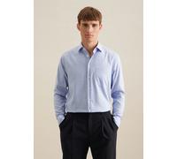 Businesshemd SEIDENSTICKER, Herren, Gr. 3XL (47), normale Ärmellängen, blau, 100% Baumwolle, unifarben, Strukturmuster, comfort fit, Langarm 2-Knopf-Manschette, Hemden, Comfort Kentkragen Struktur (21