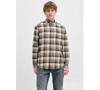 Langarmhemd JACK & JONES "JJECLASSIC FLANNEL CHECK SHIRT LS SN", Herren, Gr. S, N-Gr, weiß (antique weiß), Web, Obermaterial: 100% Baumwolle, kariert, regular fit, Umschlagbund, Hemden (85274915-S) an