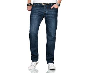Comfort-fit-Jeans ALESSANDRO SALVARINI "ASMarco", Herren, Gr. W44L34, Länge 34, blau (as202, dunkelblau), Obermaterial: 100% Baumwolle, Jeans, mit geradem Bein (44056025-44) as202, dunkelblau