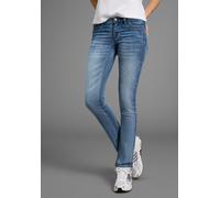 Comfort-fit-Jeans ARIZONA "mit Keileinsätzen", Damen, Gr. 42, N-Gr, blau (mid blau use), Obermaterial: 76% Baumwolle, 16% Polyester, 7% Viskose, 1% Elasthan, Basic, Jeans, niedrige Leibhöhe (12372508-
