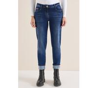 Comfort-fit-Jeans CECIL, Damen, Gr. 27, Länge 30, mid blau used wash, Jeans, 77% Baumwolle, 20% Polyester, 3% Elasthan, unifarben, knöchelfrei, Jeans, Middle Waist (74674068-27) mid blau used wash