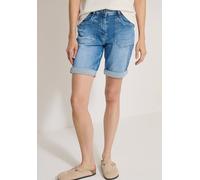 Jeansshorts CECIL "Style Tracey", Damen, Gr. 33, N-Gr, blau (mid blau wash), Web, Obermaterial: 86% Baumwolle, 12% Polyester, 2% Elasthan. Futter: 52% Polyester, 48% Baumwolle, ca. Mitte Oberschenkel,
