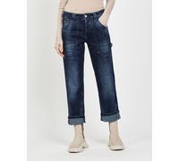 Comfort-fit-Jeans GANG "GANG Jeans Straight Fit 94THELMA WORKER", Damen, Gr. 26, blau, Stoff, 90% Baumwolle, 2% Elasthan, 8% Polyester, Jeans (86981918-26) blau