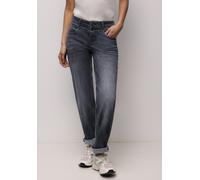 Comfort-fit-Jeans STREET ONE, Damen, Gr. 26, Länge 28, steel grau washed, Jeans, 84% Baumwolle, 13% Polyester, 3% Elasthan, unifarben, knöchelfrei, Jeans, Middle Waist (30278960-26) steel grau washed