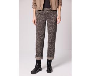 Comfort-fit-Jeans STREET ONE, Damen, Gr. 30, Länge 28, leo print washed, Jeans, 81% Baumwolle, 17% Polyester, 2% Elasthan, knöchelfrei, Jeans, mit Leo-Muster (14789052-30) leo print washed