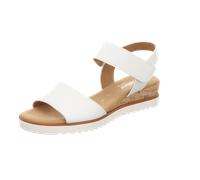 Sandalette GABOR "GENUA", Damen, Gr. 37, weiß, Leder, Schuhe Sandalette, Sommerschuh, Sandale, Keilabsatz, mit Klettverschluss, Weite G (69725130-37) weiß