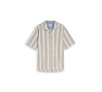 Tom Tailor - Comfort Fit Kurzarmhemd mit Streifen olive multicolor stripe - Gr. - XXL