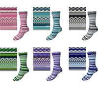 Comfort Wolle Sockenwolle Strumpfwolle Comfort Color 4-lagig - Farbset 6 x 100 g - 420 m Länge - Bunter Mix aus modischen Farben - Muster direkt vom Knaul - Serie 01