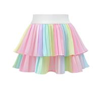 Comfyouth Mädchen Tennisrock mit Hose Zweilagiger Faltenrock mit 2 Tasche Hohe Taille Sportrock Hosenrock Kinder Lässig Sommerrock Schuluniform Minirock 5-13 Jahre für Golf Sport Cheerleading