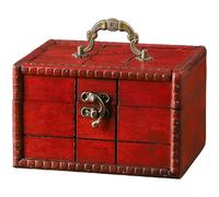 Comgooldool Vintage-Aufbewahrungsbox aus Holz mit Schloss und Griff, dekorativer Schmuckkoffer für Zuhause, Retro-Requisiten für Fluchtraum und Fotografie-Events (F)