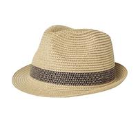 Comhats Herren Strohhut Trilby für Sommer, Sonnenschutz - Faltbarer Panama Hut, Fedora für Strand, Festival - Rollbar & Stilvoll XXL Beige-Schwarz