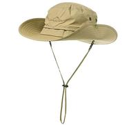 Comhats Outdoor Faltbarer Boonie Buschhut mit Kinnband UPF 50+ Unisex Khaki 63cm(L/XL)