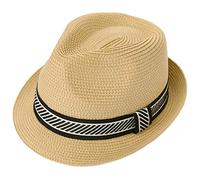 Comhats Unisex Fedora Herren Strohhut Fedora Sommer Sonnenhut Panamahut Strandhut 00774_Beige XL