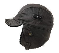 Comhats warme Trappermütze mit Kunstleder Hut Unisex Fliegermütze Fellmütze Erwachsenen für Herren Schwarz 60CM