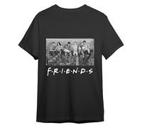Comic Studio | Freunde T-Shirt | Offizielles Artikel | Joey, Rachel, Chandler, Phoebe, Ross & Monica | Schwarz | L